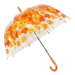 چتر شیشه ای طرح برگ ریزان پاییز قطر 100 در دو رنگ زردو نارنجی چتر پاییز شفاف شیشه ای طلقی
