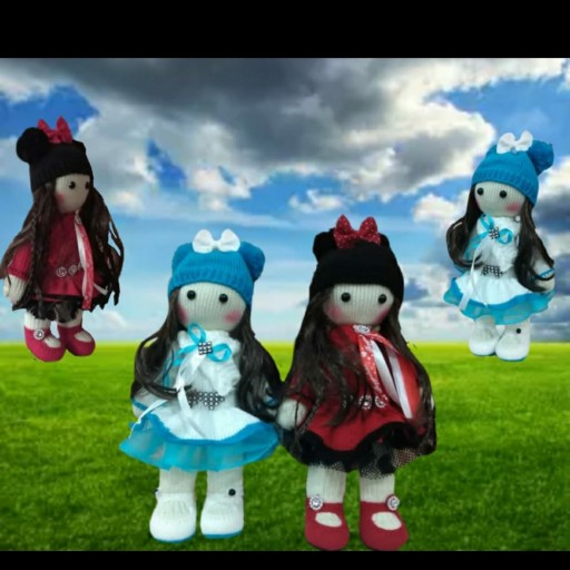 عروسک روسی بافتنی بچه گانه دخترانه دررنگ های مختلف (آبی،قرمز،صورتی،بنفش)