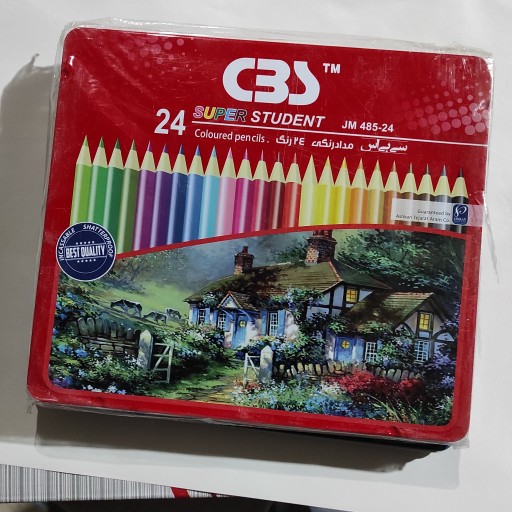مداد رنگی 24 رنگ جعبه فلزی CBS