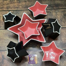 هفت سین، آجیل خوری سرامیکی دستساز  مدل ستاره با رنگ مشکی و صورتی جذاب