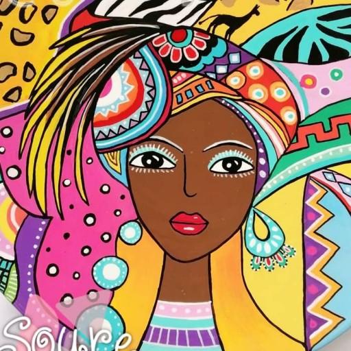 بشقاب دیوارکوب طرح آفریقای خیلی خاص با تنوع رنگ بسیار بالا و شاد