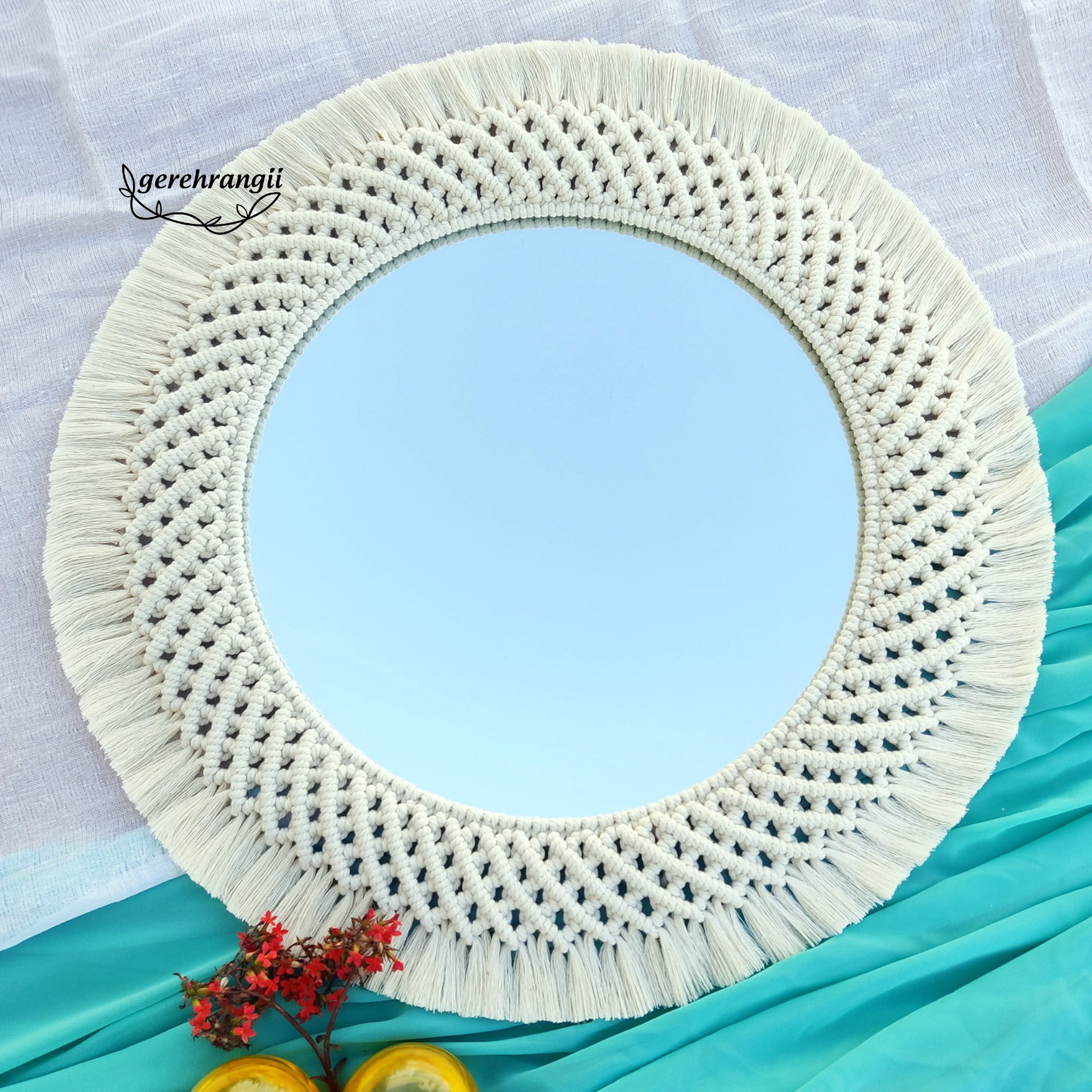 قاب اینه مکرومه، بدون آینه، قطر 60cm