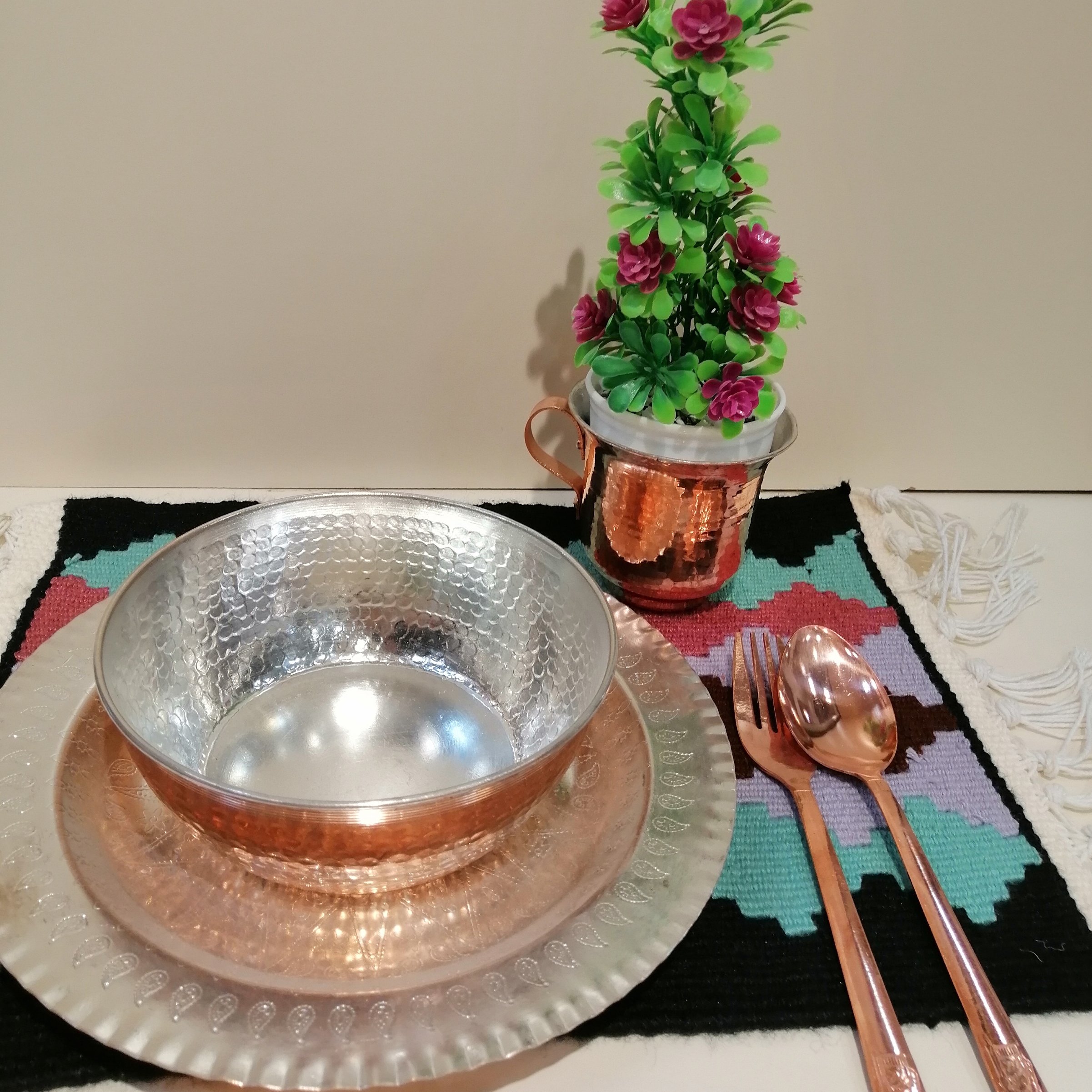 کاسه مسی اب گوشت خوری نانو شده ضد سیاه شدن 