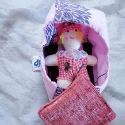 عروسک پارچه ای زهره صورتی_ سایز کوچک 10سانت _به همراه وسایل خواب