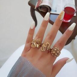 انگشتر زنانه طلاروس رنگ ثابت بسیار زیبا و مشابه طلا سایز بندی6تا9  