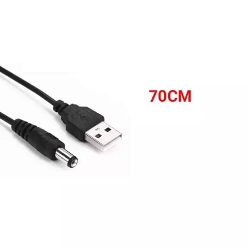 کابل تبدیل USB به DC سر درشت طول 70 سانتی متر