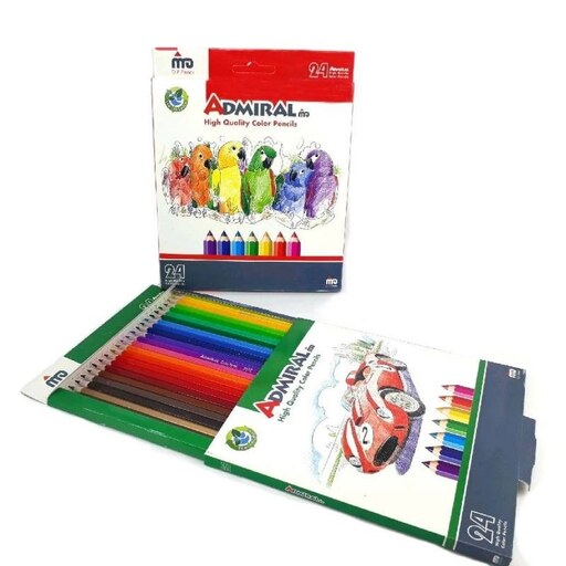 مداد رنگی 24 رنگ جعبه مقوایی ادمیرال