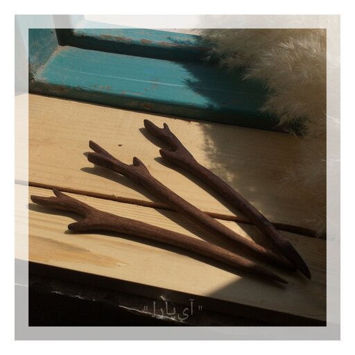 پین مو چوبی شاخ گوزن - چوب گردو - دستساز