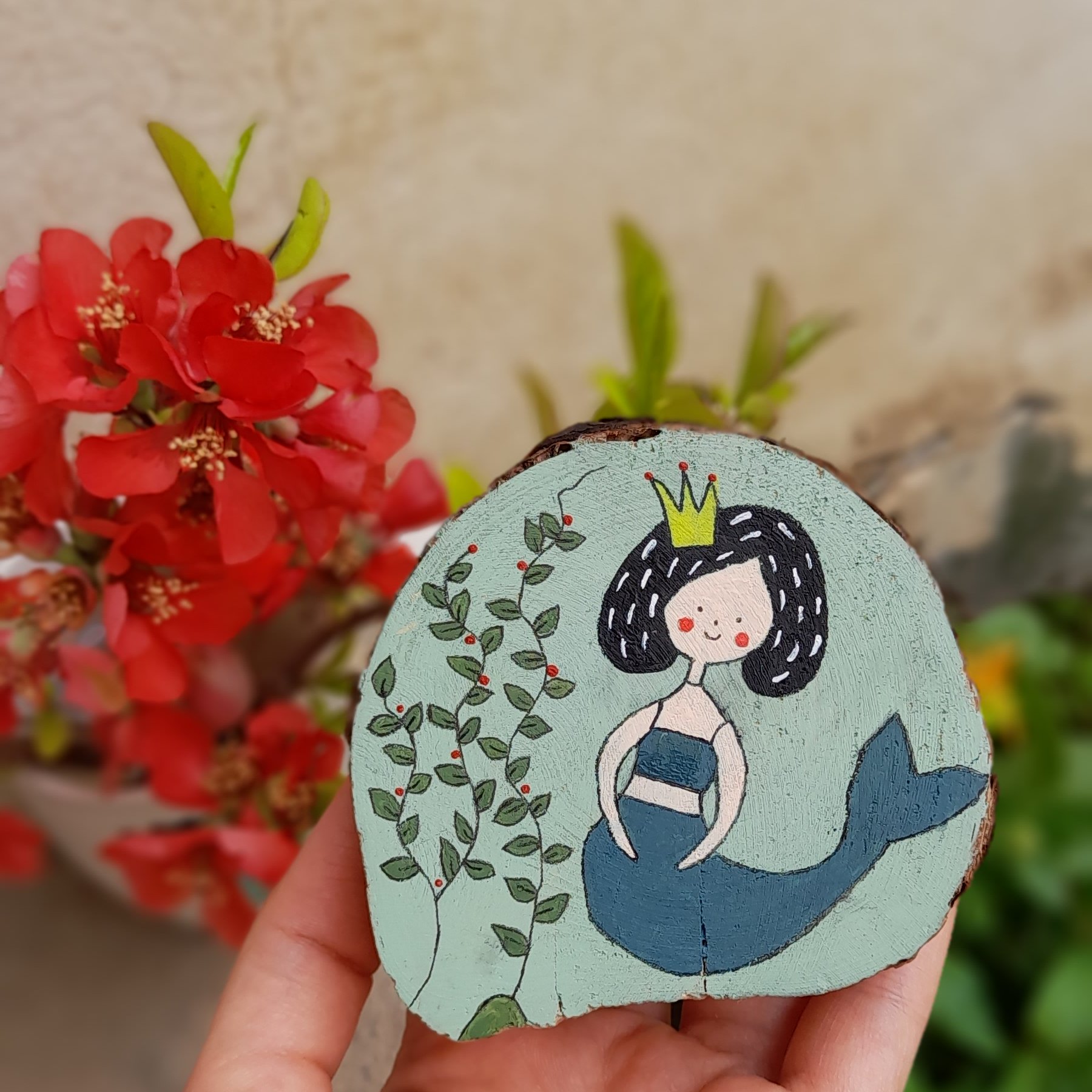 زیرلیوانی،زیرلیوانی چوبی،هدیه خاص،ست دوستی،پری دریایی،آشپزخونه،دکوری،زیرلیوانی فانتزی