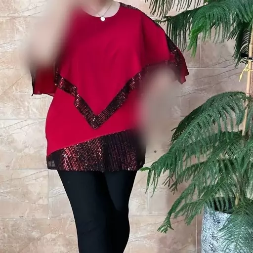 تونیک شنل دار زنانه سایز بزرگ 3037