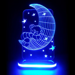 چراغ خواب کودک طرح خرس کوچولو و ماه ـ ارسال رایگان ـ کد 1091 رنگ آبی ـ بهمراه جعبه