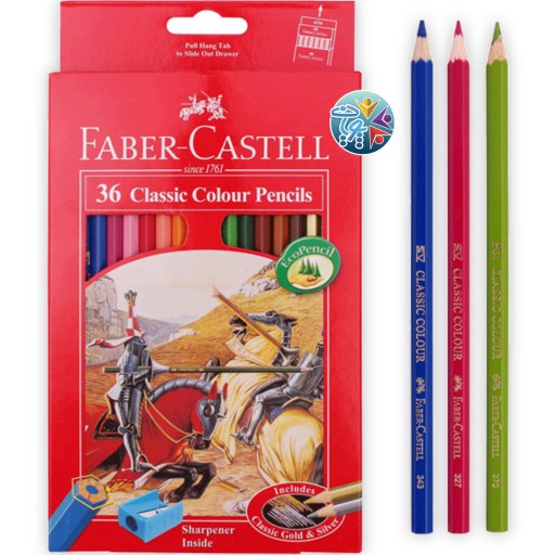 مداد رنگی 36 رنگ اصلی فابرکاستل مدل کلاسیک با ضمانت کیفیت