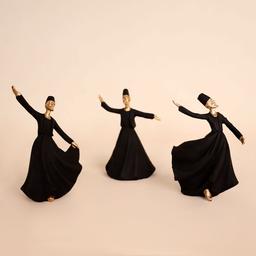 مجسمه رقص سماع سه تایی مشکی پلی استر