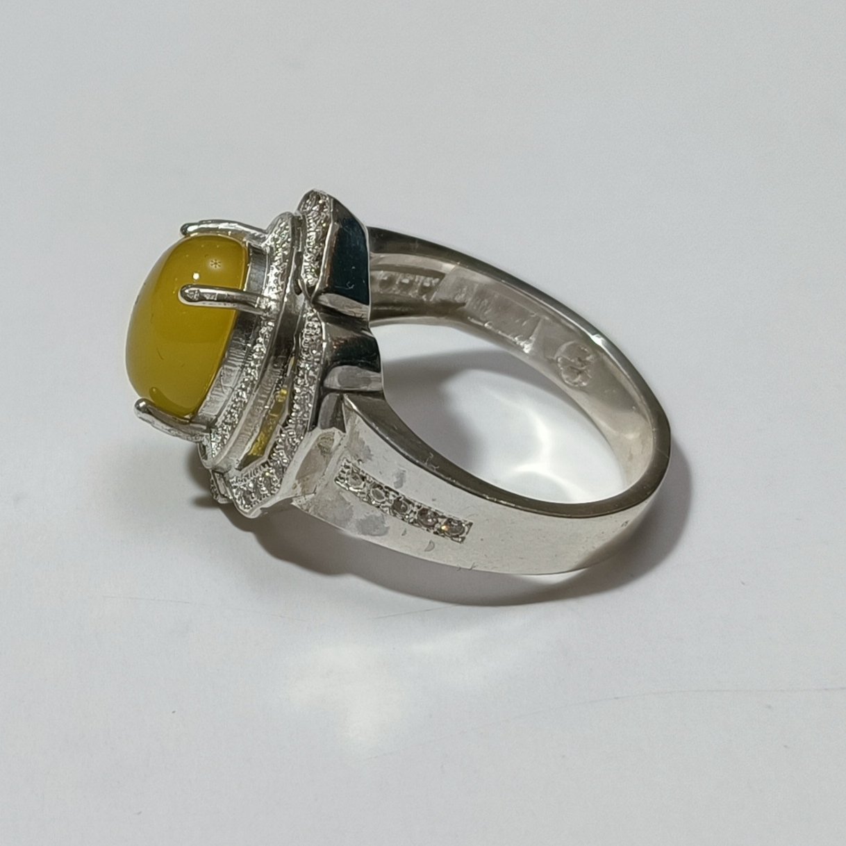 انگشتر نقره زنانه نگین عقیق زرد کد 348