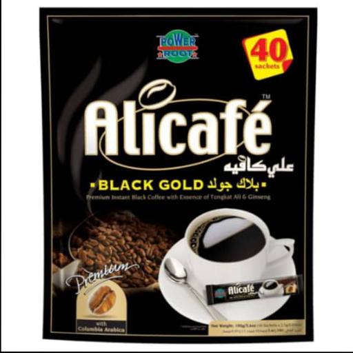 قهوه فوری علی کافه بلک گلد اصل بصورت پک 5 بسته 40 ساشه ای با کیفیتی عالی و تضمین اصل بودن محصول