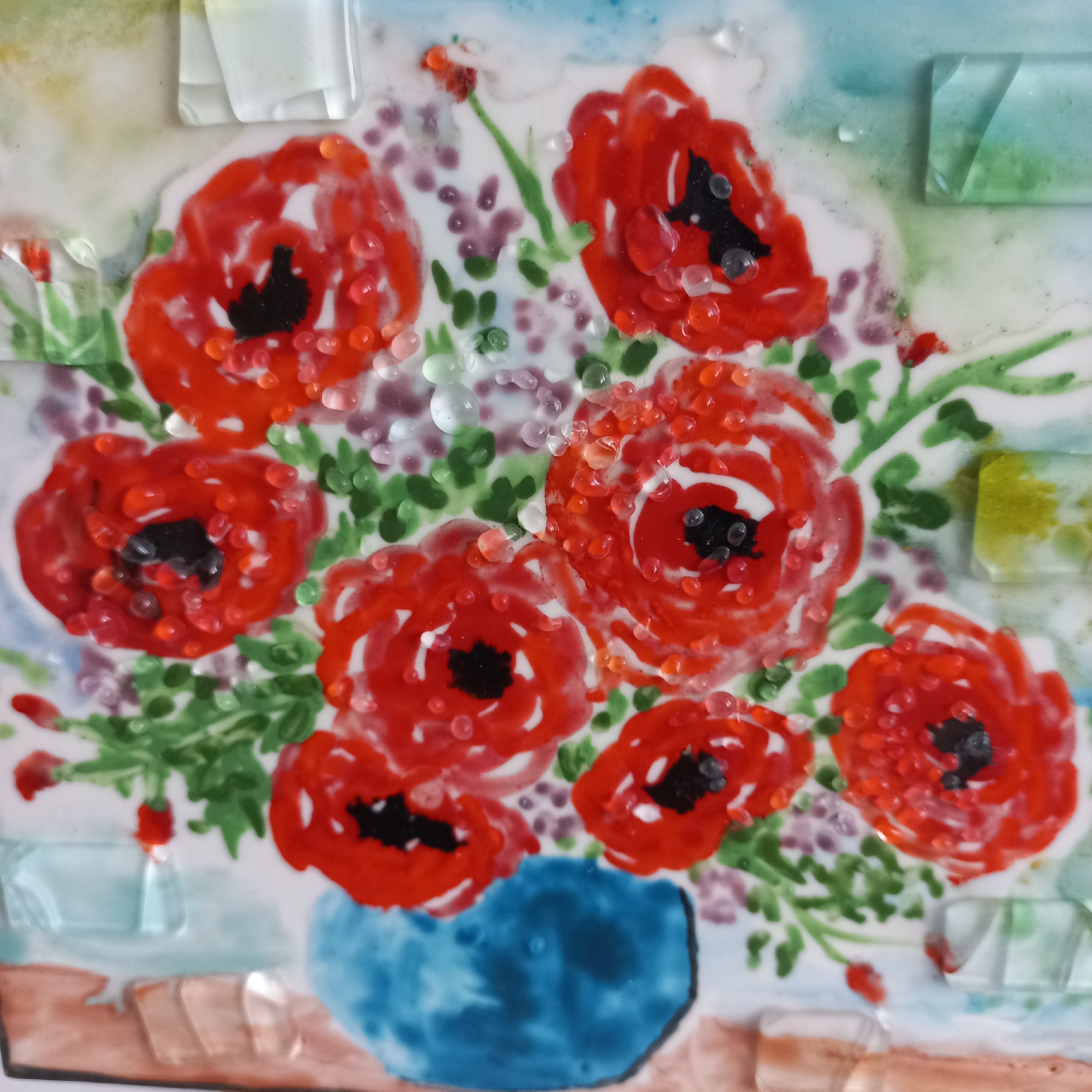 تقویم رومیزی دستساز 1402 آمینا طرح گلدان گل رز