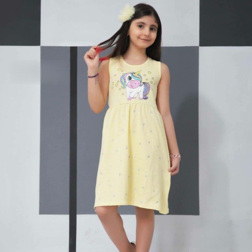 سارافون دخترانه نخی طرح پونی برند H&M (یونیکورن)