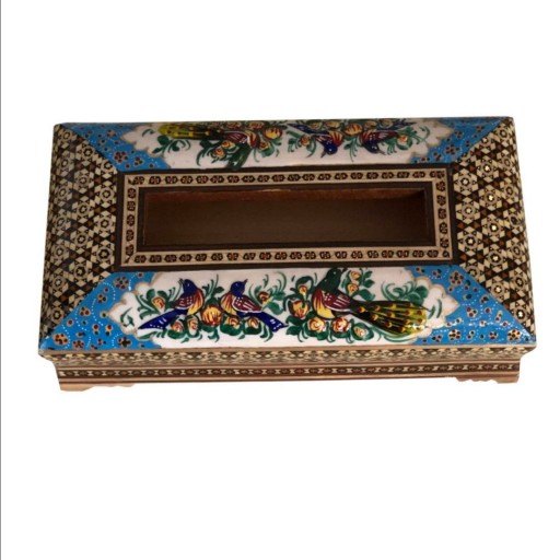 جادستمالی خاتم اصفهان، بسیار زیبا، مناسب برای هدیه، وزن 500 ابعاد حدودا 27*16*8 جنس چوبی، بسیار چشم نواز و با جلوه زیبا
