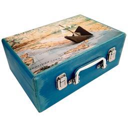 جعبه هدیه مدل چمدان چوبی طرح نقشه جهان 4