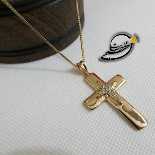 گردنبند برند Xuping از جنس مس و روکش طلا طرح صلیب دست ساز زیبا کاملا مشابه طلا