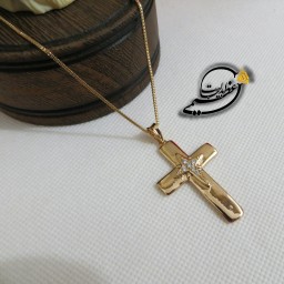 گردنبند برند Xuping از جنس مس و روکش طلا طرح صلیب دست ساز زیبا کاملا مشابه طلا