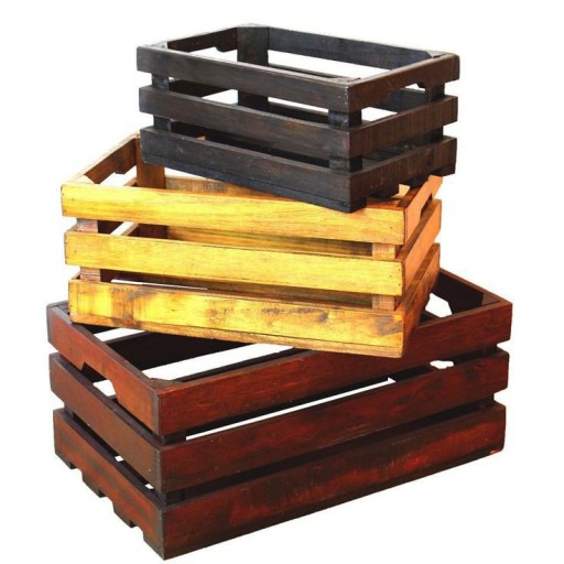 باکس چوبی در سه سایز و رنگ طبیعی چوب