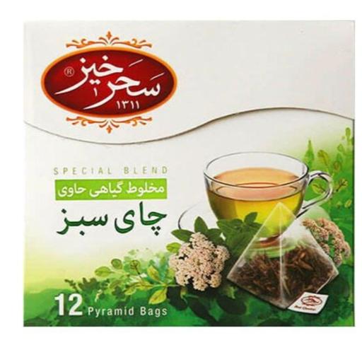 دمنوش چای سبز سحرخیز.12 عدد دمنوش چای سبز هرمی