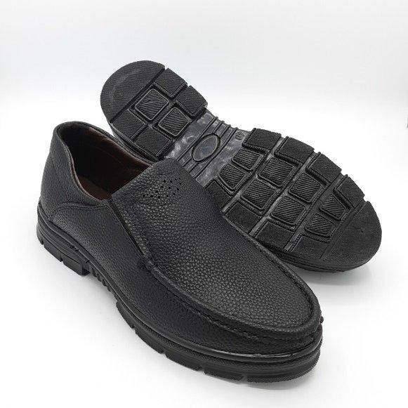 کفش چرم مردانه اداری رسمی راحتی رنگ مشکی مدل کمل. ارسال رایگان به سراسر کشور 