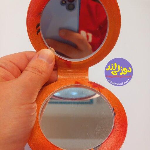 آینه آرایشی جیبی چرم دایره فانتزی  کیفی و تاشو 2 طرفه ارسال رایگان