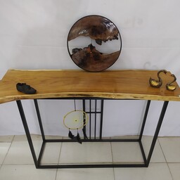 میز کنسول روستیک .ترکیبی از چوب و فلز. ساخته شده از چوب طبیعی توت.ابعاد120در85.رنگ الکترو استاتیک کوره ای