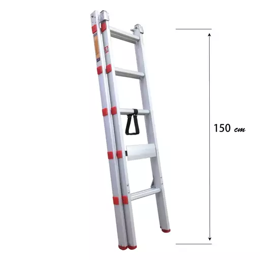 نردبان 10 پله آلومینیومی آلوپات مدل دوطرفه دولنگه کشویی 3 متری