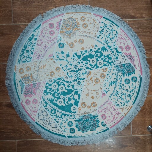 فرش گرد قطر یک متری  طرح آینه  با رنگهای شاد فانتزی  با قیمت مناسب