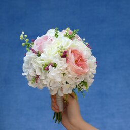 دسته گل عروس صورتی سفید مدل عذرا