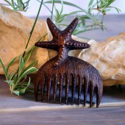 شانه  چوبی دست ساز طرح ستاره دریایی 
