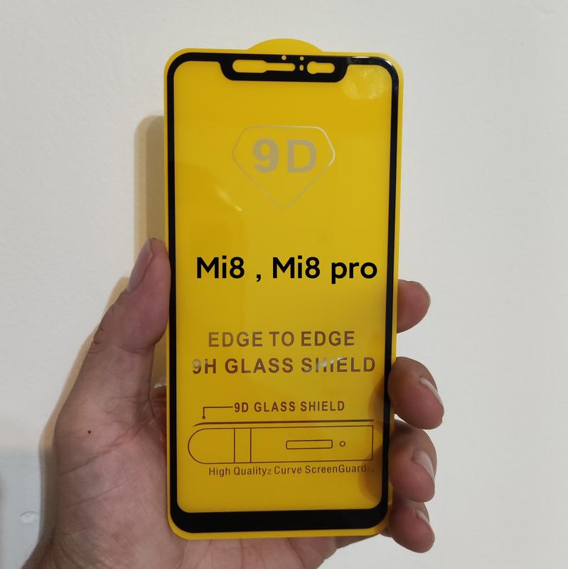 محافظ صفحه نمایش 9D برای Xiaomi Mi 8 و Mi 8 pro بسته 3 عددی
