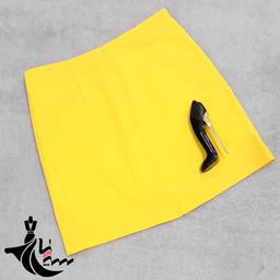 دامن کوتاه کرپ اسکاچی تک رنگ زرد پوشاک و اکسسوری سپنتا