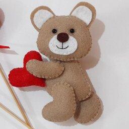 عروسک خرس نمدی ( مناسب برای هدیه ولنتاین)