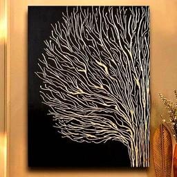 تابلو ورق طلا نقش برجسته  درخت پاییزی