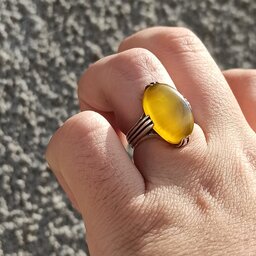 انگشتر نقره عقیق زرد شرف شمس اصل معدنی  زیبا