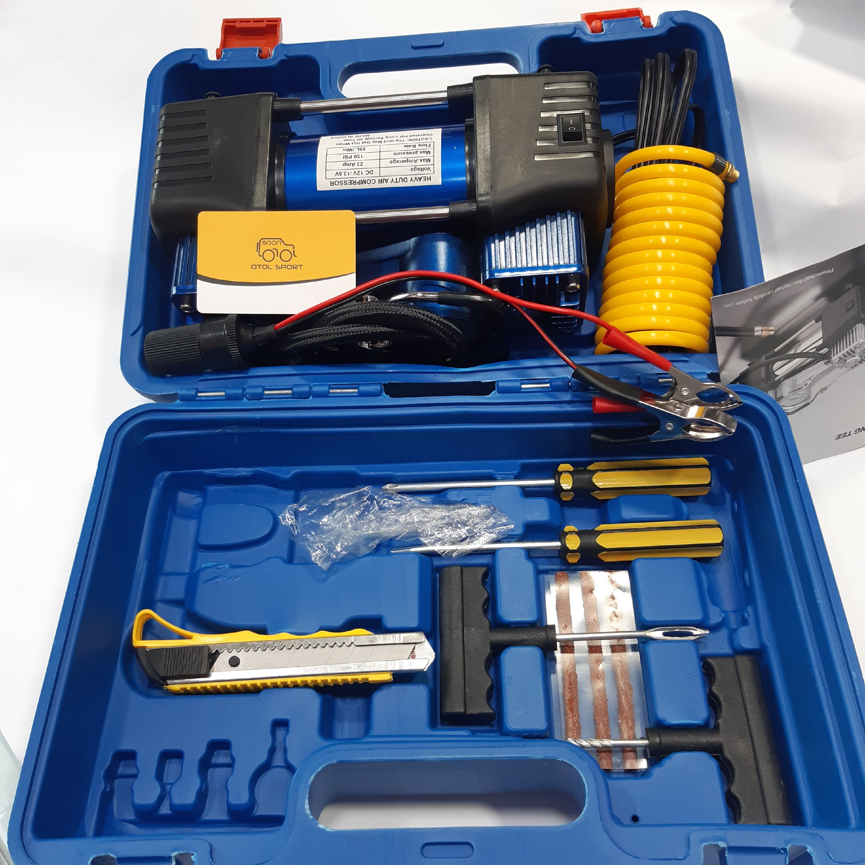 پمپ باد فندکی خودرو  2 سیلندر  با لوازم جانبی بسیار کاربردی