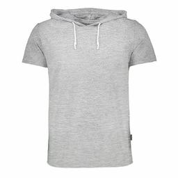 تی شرت کلاهدار مردانه طوسی ملانژ  برند به رسم طرح ساده در سه سایز