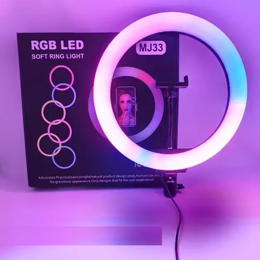 رینگ لایت MJ33 RGB LED Ring Light به همراه سه پایه 2 متری ارسال رایگان