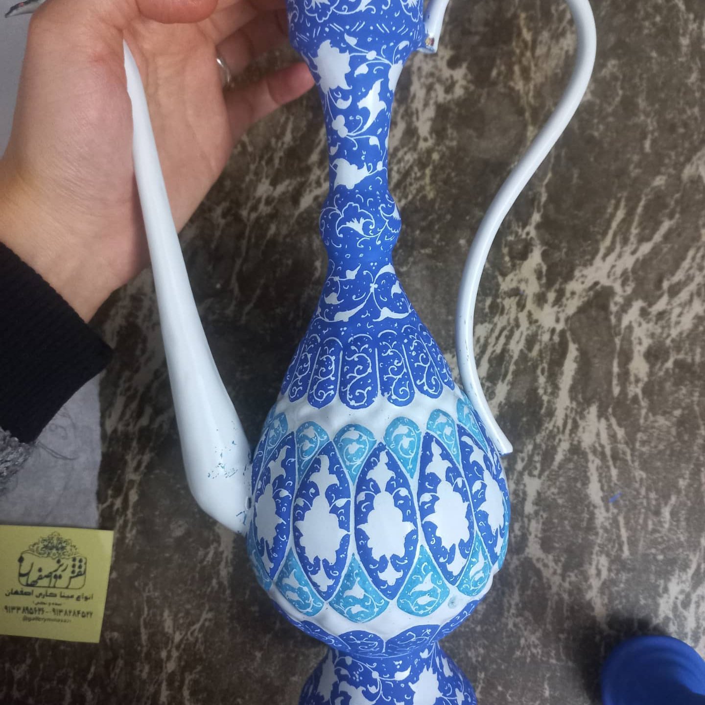 ست 3تکه گلاب پاش میناکاری و گلدان