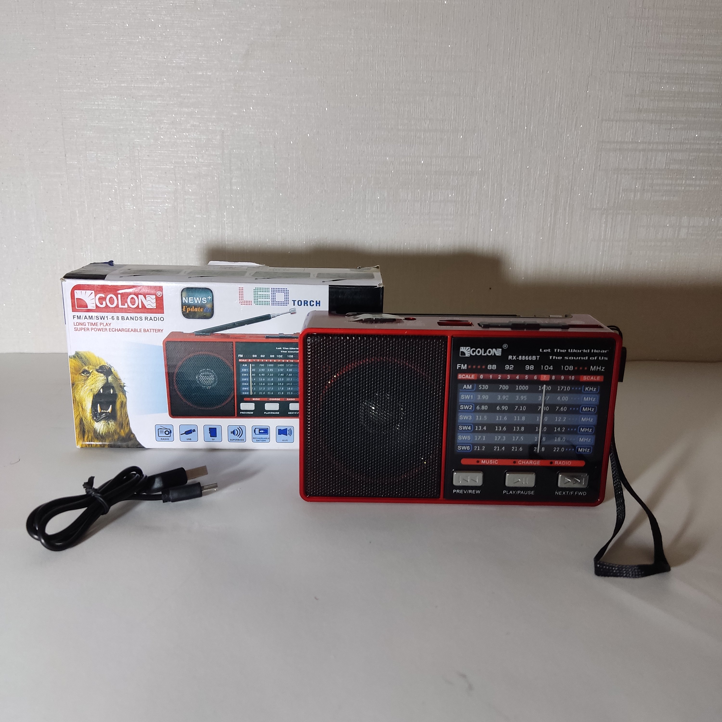 اسپیکر بلوتوثی و رادیو قابل حمل گولون مدل rx-8866bt