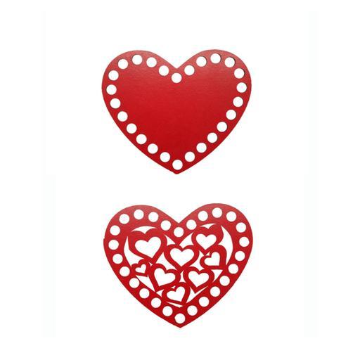 کفی تریکوبافی ام دی اف و درب طرحدار قلب 10سانت یک جفت  کفی و درب 10 سانت قرمز یا کرم ارائه میشود