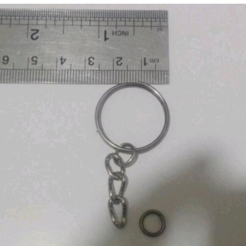 حلقه و زنجیر جاکلیدی و جاسوییچی فلزی نقره ای بسته 50 عددی 