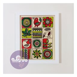 تابلوی ویترای طرح سنتی گل و پرنده در چند رنگ جذاب و زیبا