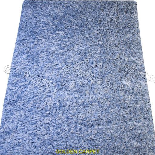 قالیچه شگی فلوکاتی سایز یک ونیم متری  رنگ آبی الماسی