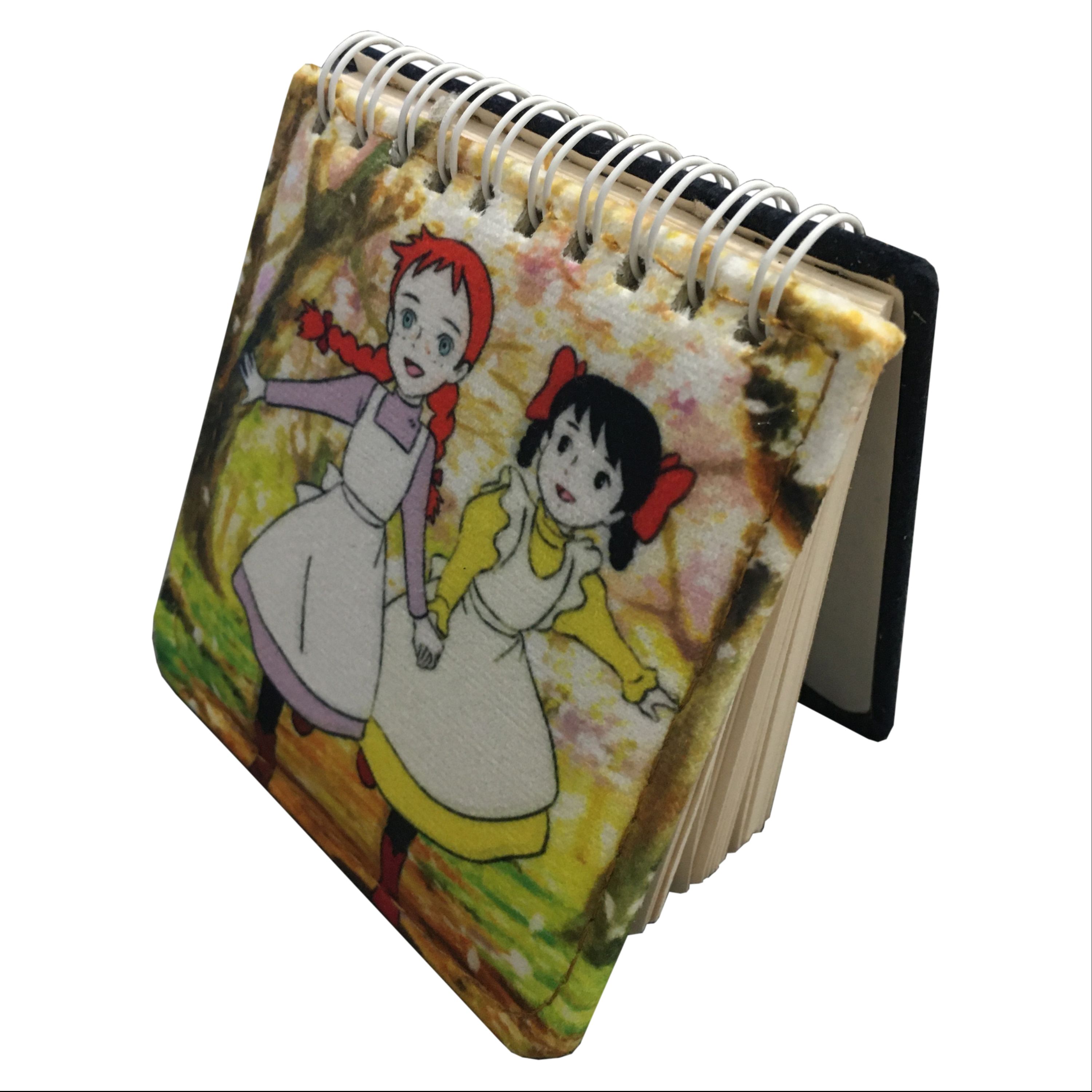 دفتر پارچه ای مخمل 80 برگ طرح آنه شرلی سایز 10 در 10 