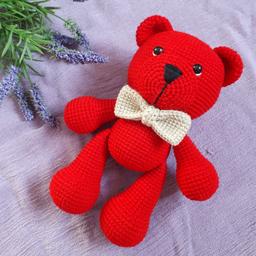 عروسک خرس بزرگ یلدا بافتنی ولنتاین اسباب بازی هدیه کادو فانتزی مهربافه